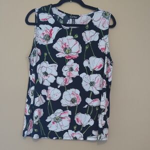Women's Ellen Tracy Floral Sleeveless Top - Black and White